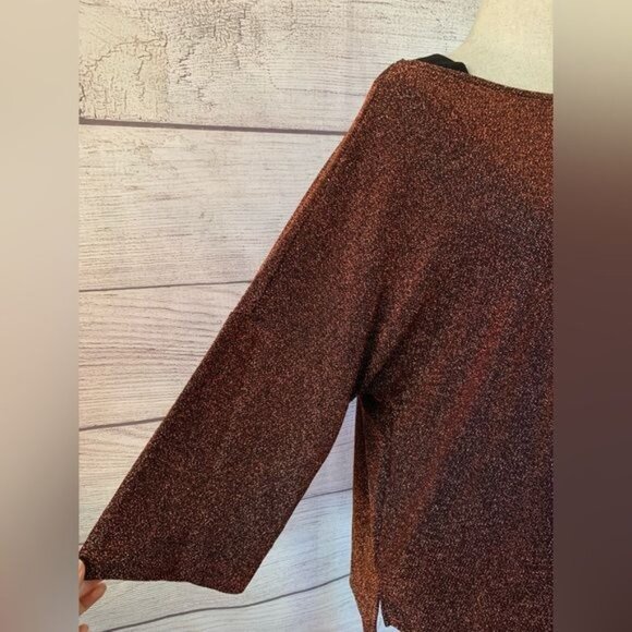 IC by Connie K Medium Rust Black Metallic Bateau Neck Tunic - Picture 3 of 12